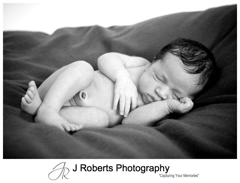 Sleeping newborn baby - baby portrait photography sydney